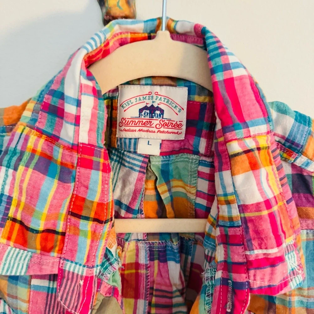 KIEL PATRICK JAMES KJP Newport Soirèe Madras Button Down Shirt - Picture 7 of 7